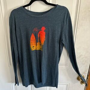 Kenny Chesney - Blue Long Sleeve Tee with Orange-Red Surf Graphic